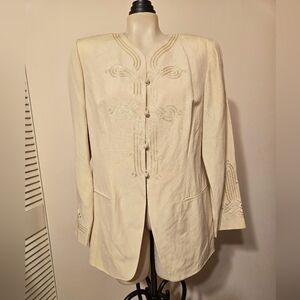 Ann Taylor Asian inspired silk linen blend Blazer
